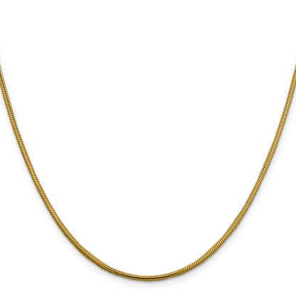 14K Yellow Gold 26 Inch 1.85mm Round Snake Lobster Clasp Chain Necklace