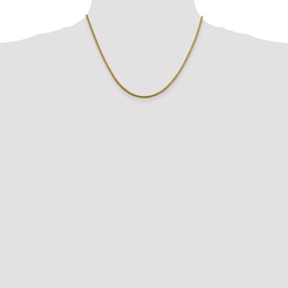 14K Yellow Gold 18 Inch 1.85mm Round Snake Lobster Clasp Chain Necklace