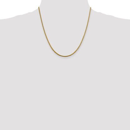 14K Yellow Gold 20 Inch 1.85mm Round Snake Lobster Clasp Chain Necklace
