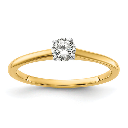 14k Two-tone 1/3 Ct. Lab Grown Diamond VS/SI+ G+ Round Solitaire Engagement Ring