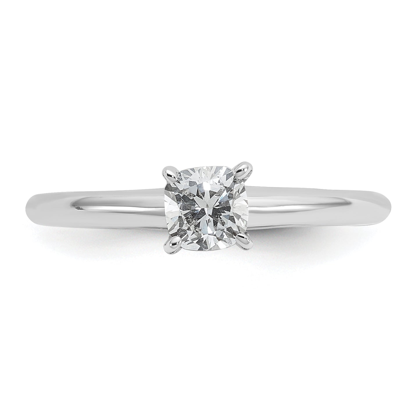 14k White Gold 1/2 Ct. Lab Grown Diamond VS/SI+ G+ Cushion Solitare Engagement Ring