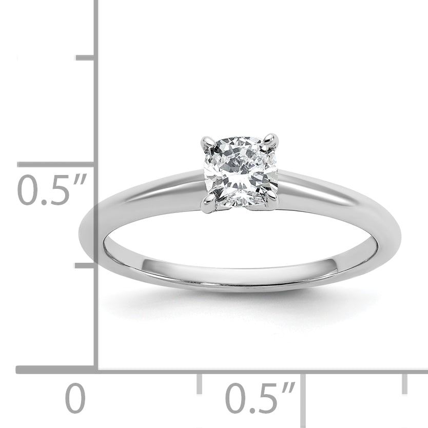 14k White Gold 1/2 Ct. Lab Grown Diamond VS/SI+ G+ Cushion Solitare Engagement Ring