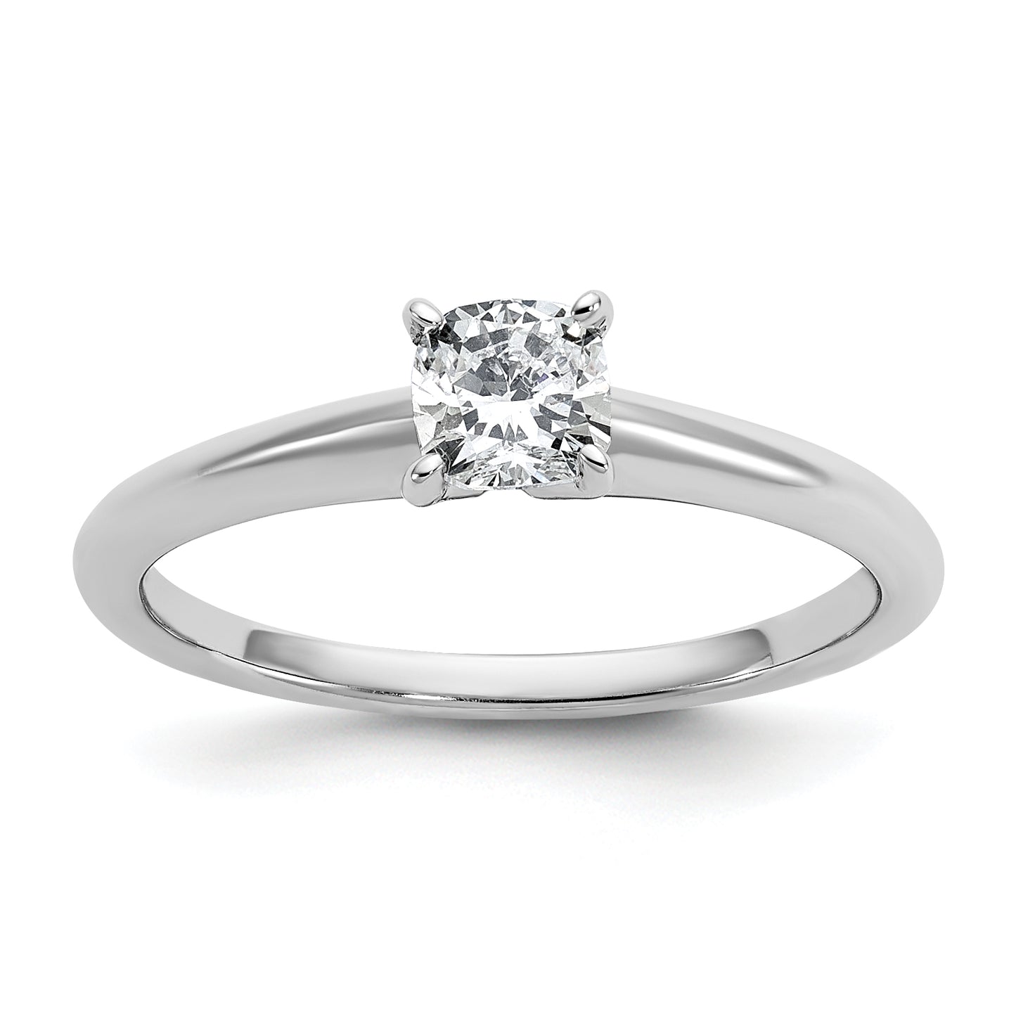 14k White Gold 1/2 Ct. Lab Grown Diamond VS/SI+ G+ Cushion Solitare Engagement Ring