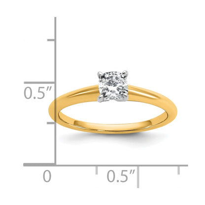 14k Two-tone 1/2 Ct. Certified Lab Grown Diamond VS/SI+ G+ Cushion Solitare Engagement Ring