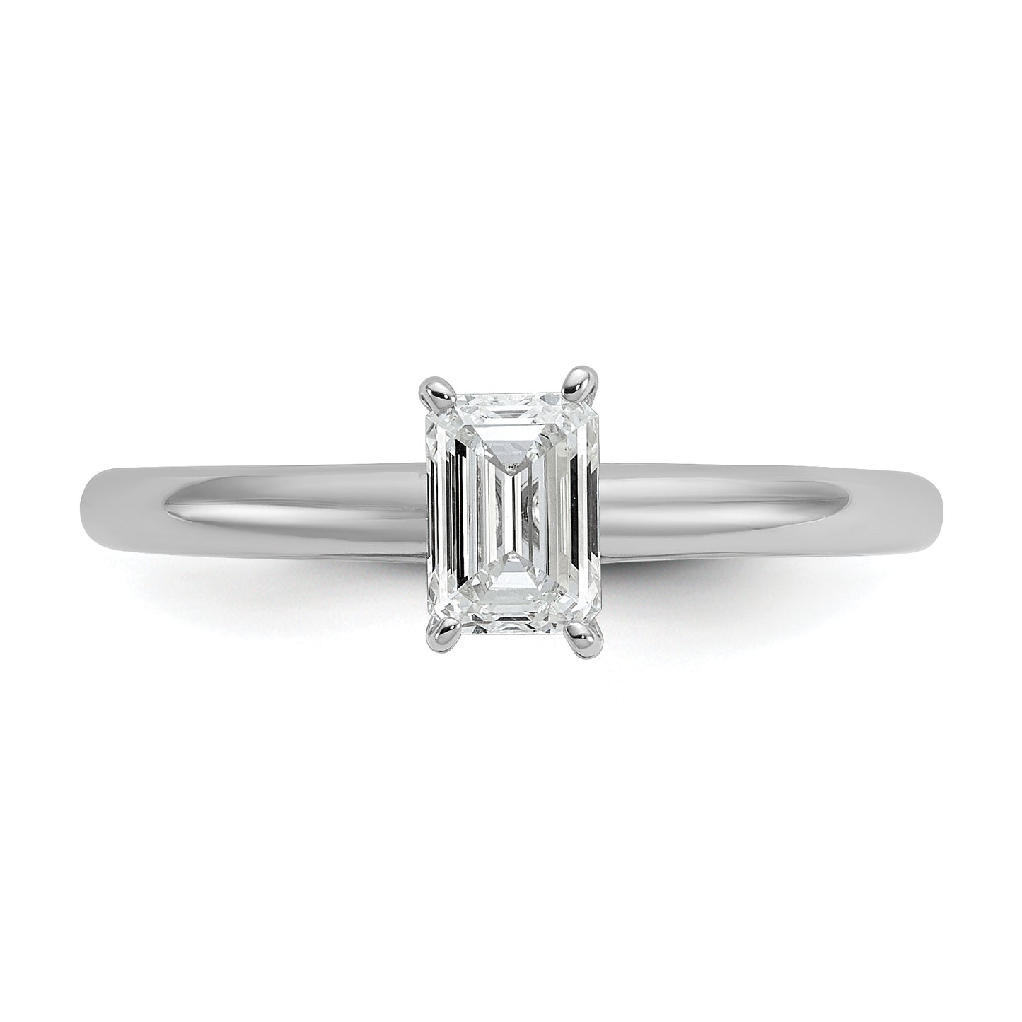 14k White Gold 1/2 Ct. Certified Lab Grown Diamond VS/SI+ G+ Emerald Solitare Engagement Ring