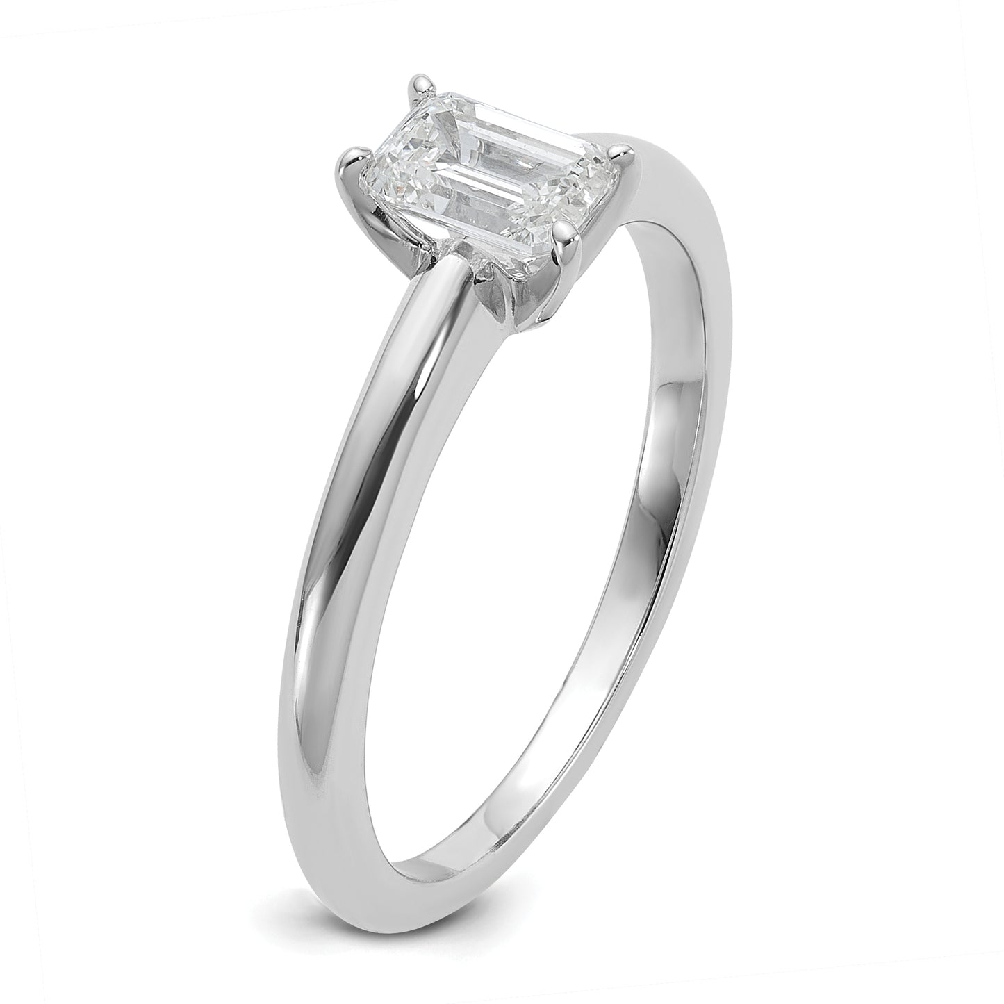 14k White Gold 1/2 Ct. Certified Lab Grown Diamond VS/SI+ G+ Emerald Solitare Engagement Ring