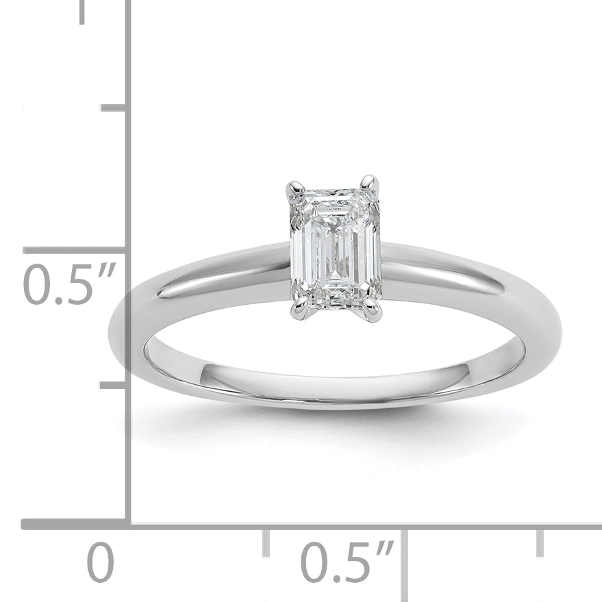 14k White Gold 1/2 Ct. Certified Lab Grown Diamond VS/SI+ G+ Emerald Solitare Engagement Ring