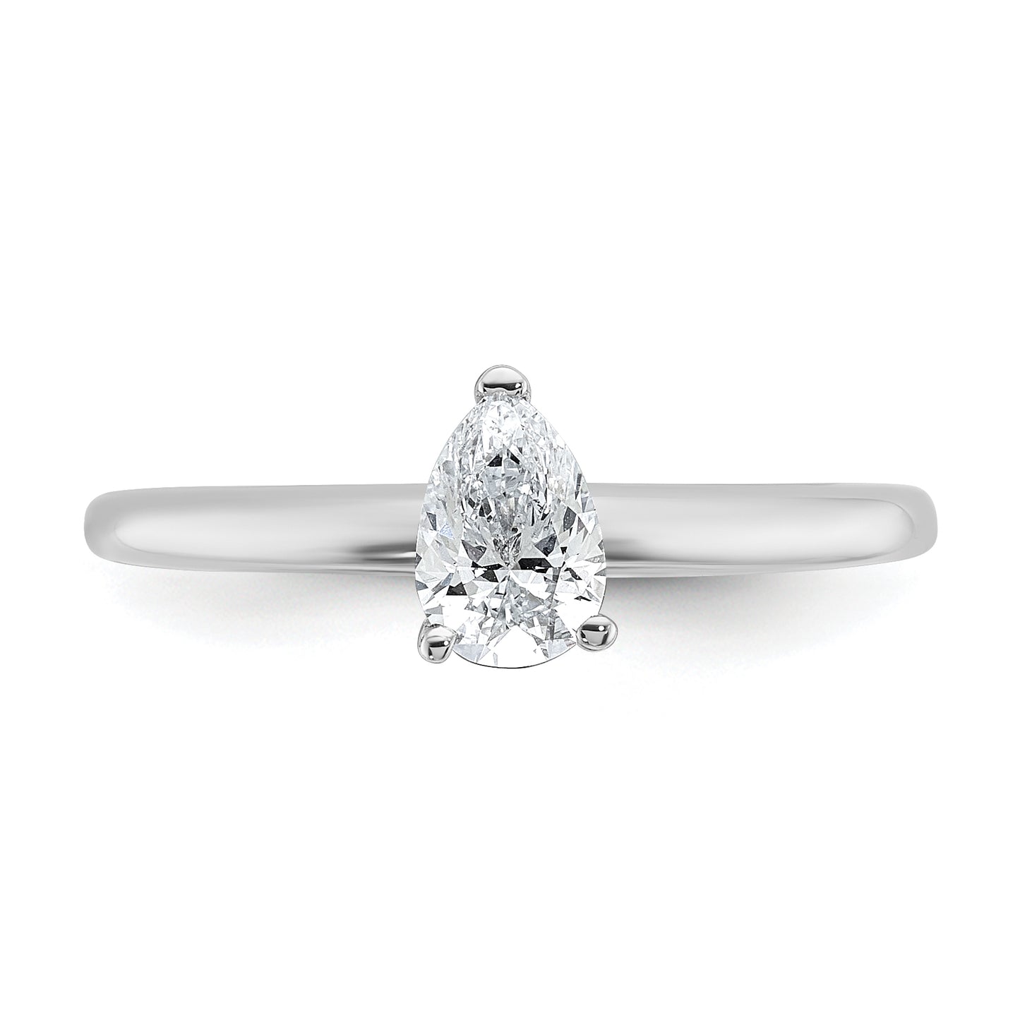 14k White Gold 1/2 Ct. Certified Lab Grown Diamond VS/SI+ G+ Pear Solitare Engagement Ring