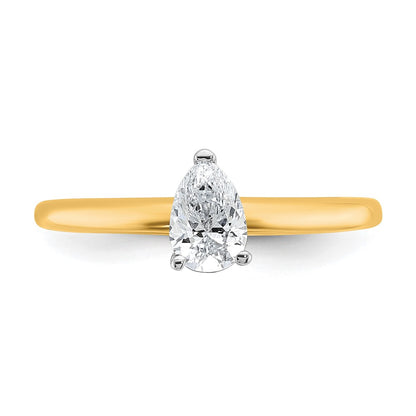 14k Two-tone 1/2 Ct. Certified Lab Grown Diamond VS/SI+ G+ Pear Solitare Engagement Ring