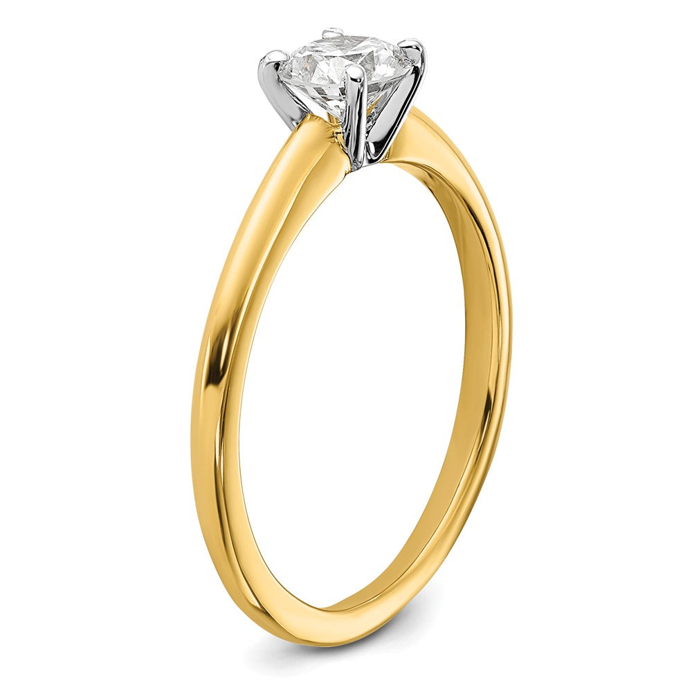 14k Two-tone 1/2 Ct. Certified Complete Lab Grown Diamond VS/SI+ G+ Round Solitaire Engagement Ring