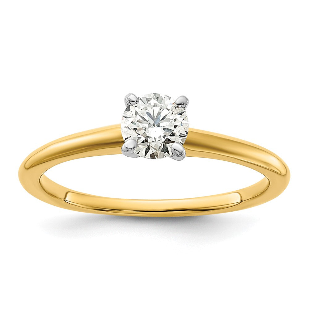 14k Two-tone 1/2 Ct. Certified Complete Lab Grown Diamond VS/SI+ G+ Round Solitaire Engagement Ring