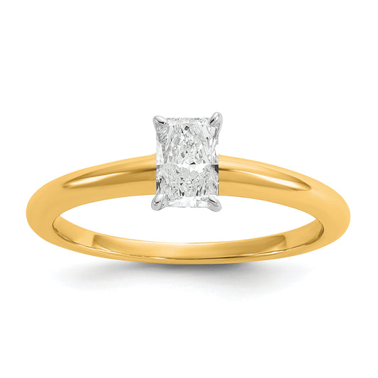 14k Two-tone 1/2 Ct. Certified Lab Grown Diamond VS/SI+ G+ Radiant Solitare Engagement Ring