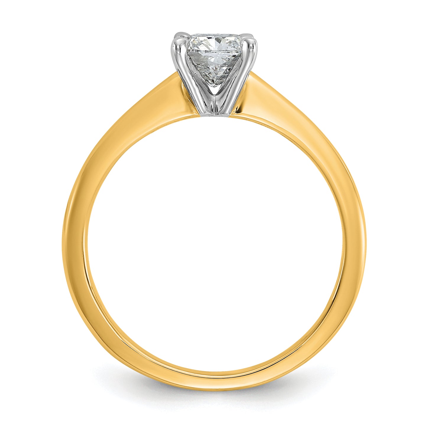 14k Two-tone 3/4 Ct. Certified Lab Grown Diamond VS/SI+ G+ Cushion Solitare Engagement Ring