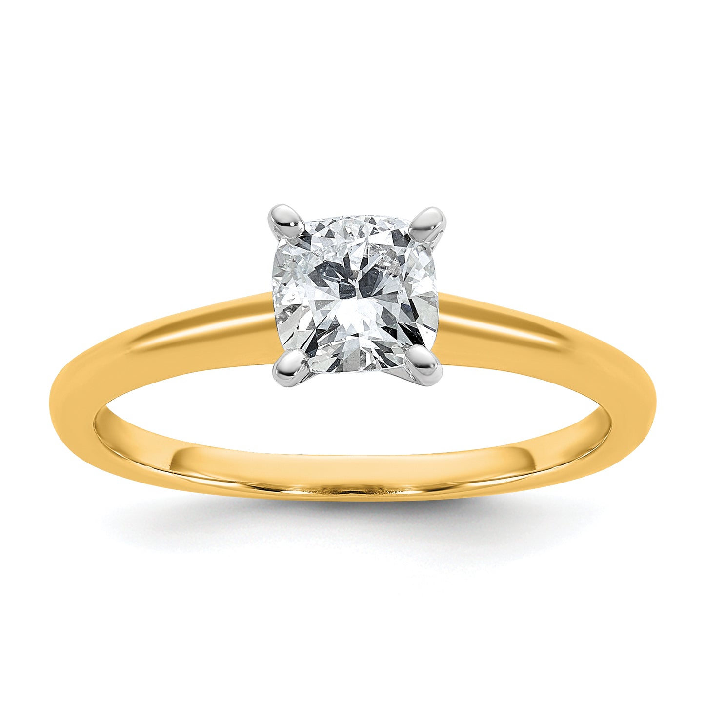 14k Two-tone 3/4 Ct. Certified Lab Grown Diamond VS/SI+ G+ Cushion Solitare Engagement Ring