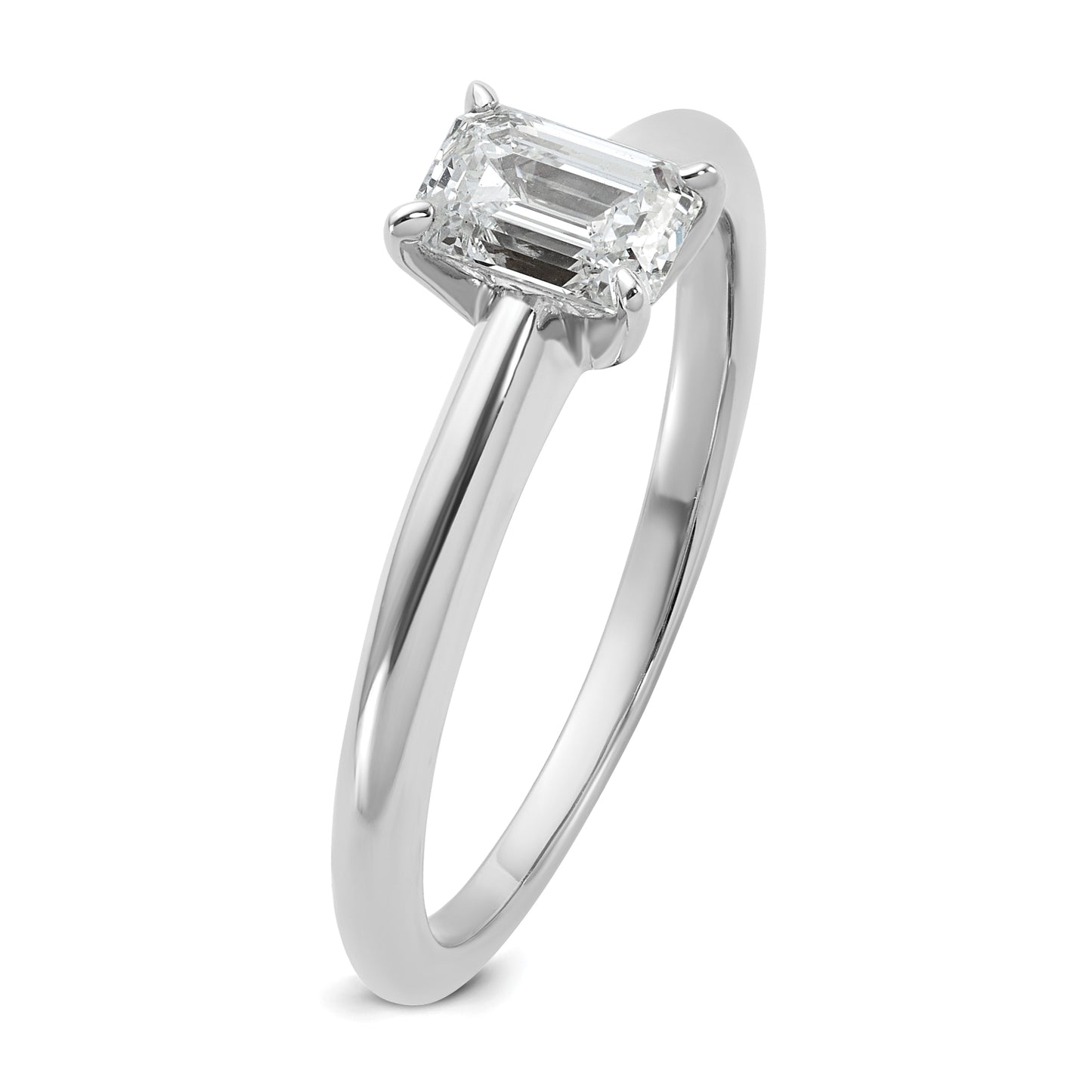 14k White Gold 3/4 Ct. Certified Lab Grown Diamond VS/SI+ G+ Emerald Solitare Engagement Ring