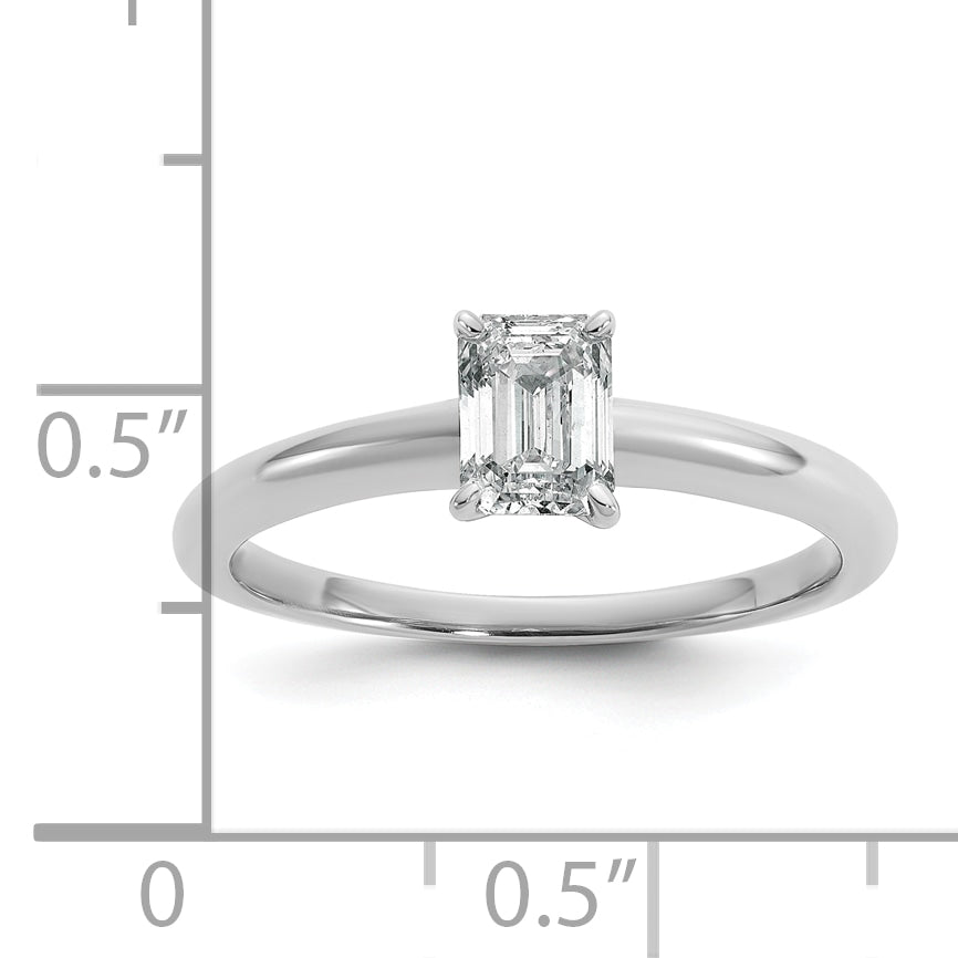 14k White Gold 3/4 Ct. Lab Grown Diamond VS/SI+ G+ Emerald Solitare Engagement Ring