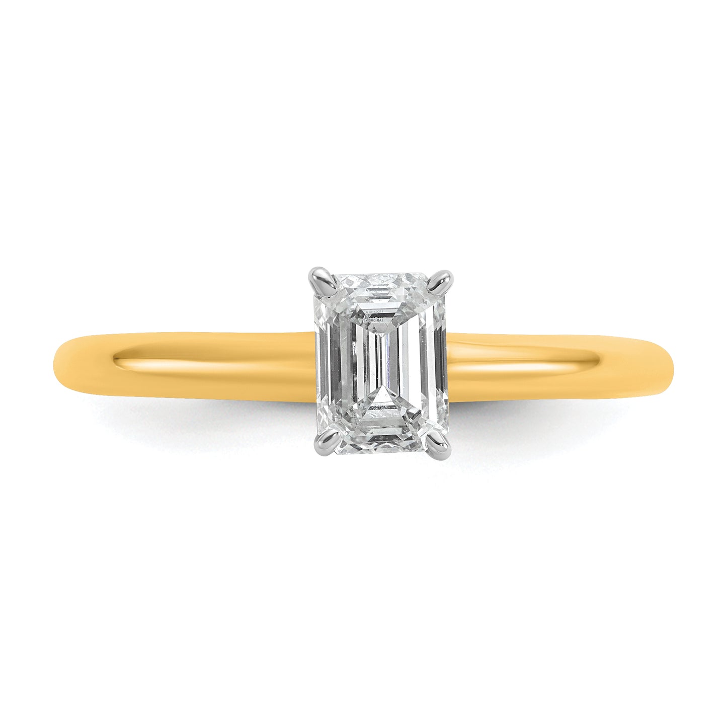 14k Two-tone 3/4 Ct. Certified Lab Grown Diamond VS/SI+ G+ Emerald Solitare Engagement Ring