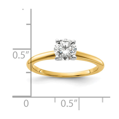 14k Two-tone 3/4 Ct. Certified Lab Grown Diamond VS/SI+ G+ Round Solitaire Engagement Ring
