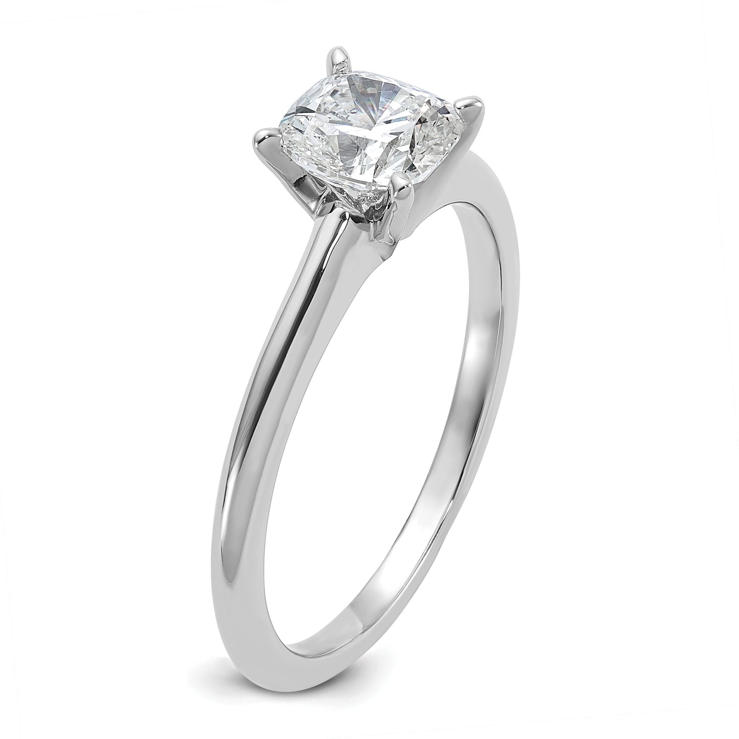 14k White Gold 1 Ct. Lab Grown Diamond VS/SI+ G+ Cushion Solitare Engagement Ring