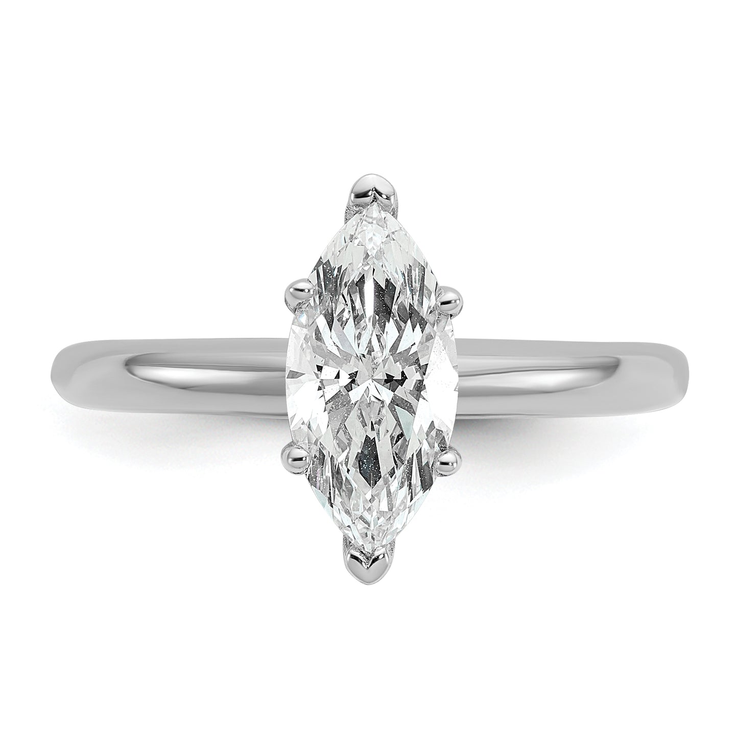 14k White Gold 1 Ct. Certified Lab Grown Diamond VS/SI+ G+ Marquise Solitare Engagement Ring