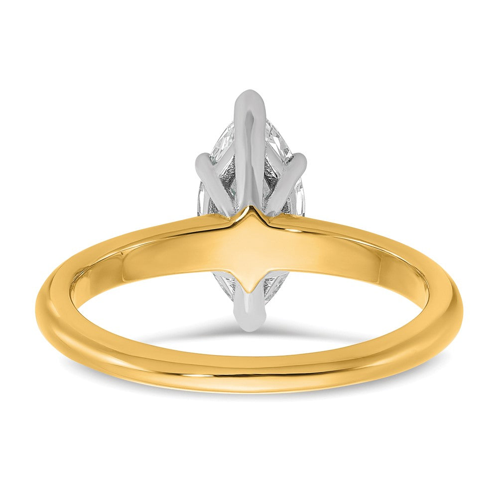 14k Two-tone 1 Ct. Certified Lab Grown Diamond VS/SI+ G+ Marquise Solitare Engagement Ring