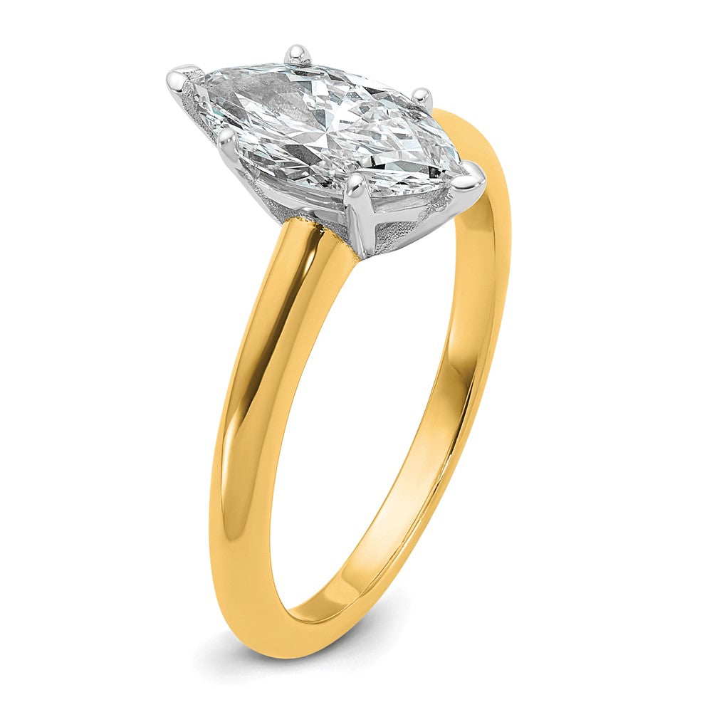 14k Two-tone 1 Ct. Certified Lab Grown Diamond VS/SI+ G+ Marquise Solitare Engagement Ring