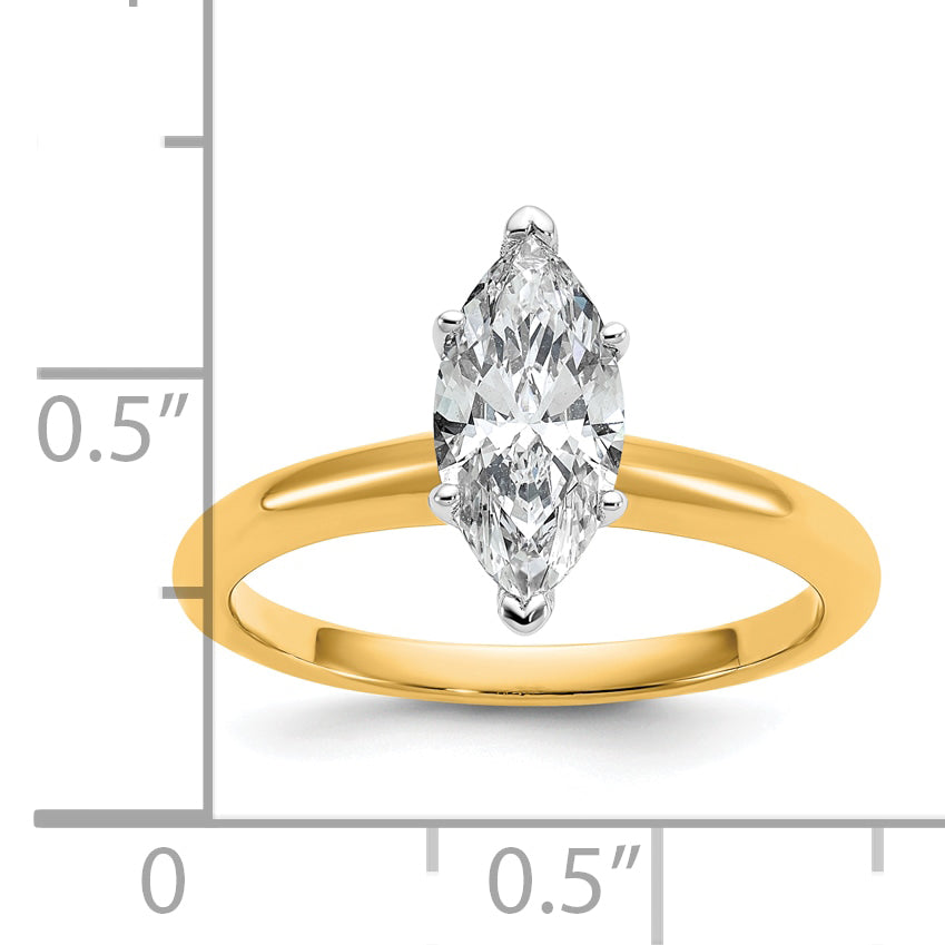 14k Two-tone 1 Ct. Lab Grown Diamond VS/SI+ G+ Marquise Solitare Engagement Ring