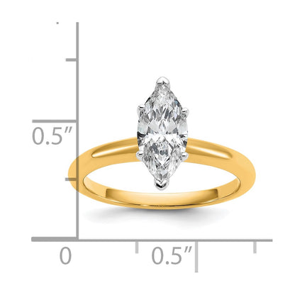 14k Two-tone 1 Ct. Lab Grown Diamond VS/SI+ G+ Marquise Solitare Engagement Ring