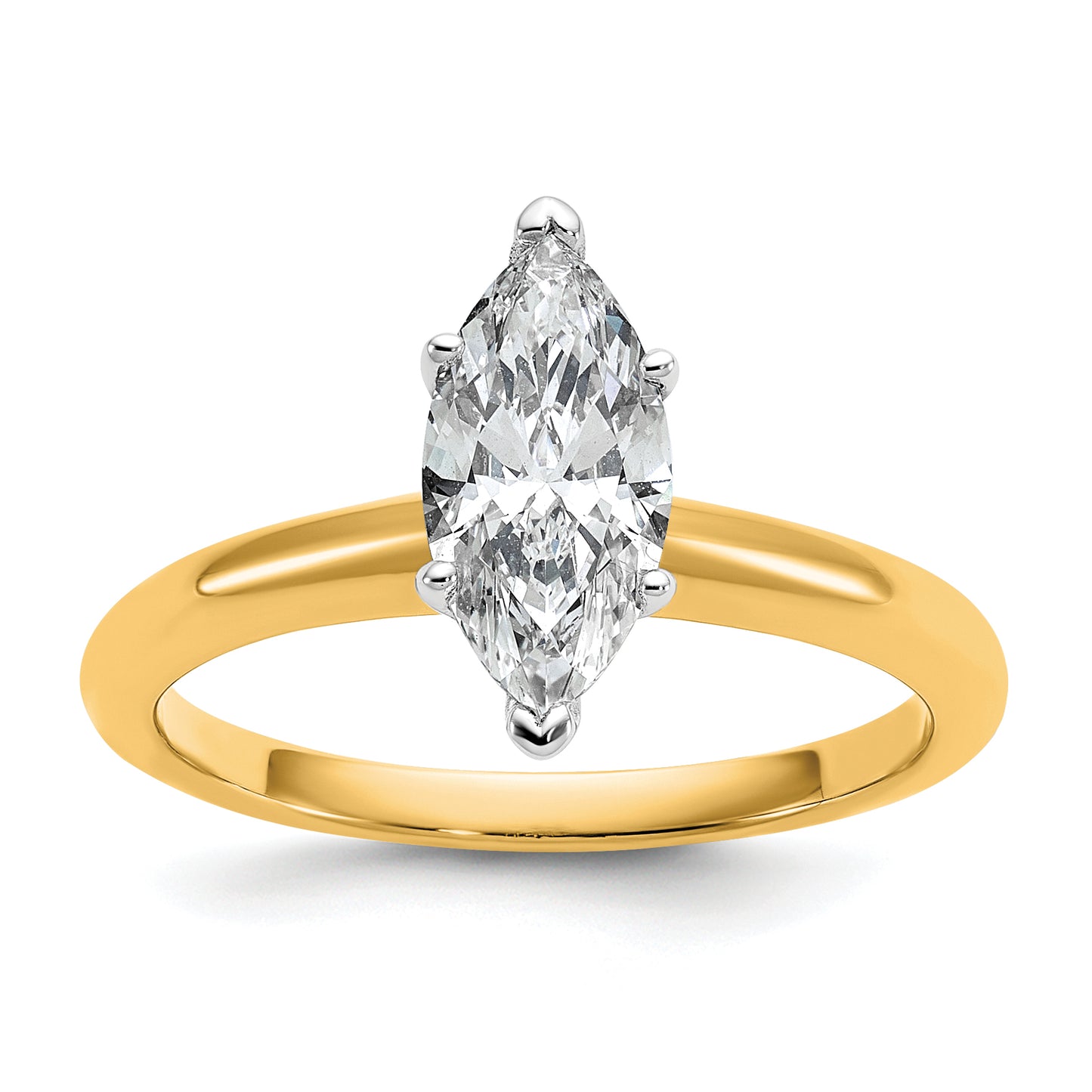 14k Two-tone 1 Ct. Lab Grown Diamond VS/SI+ G+ Marquise Solitare Engagement Ring