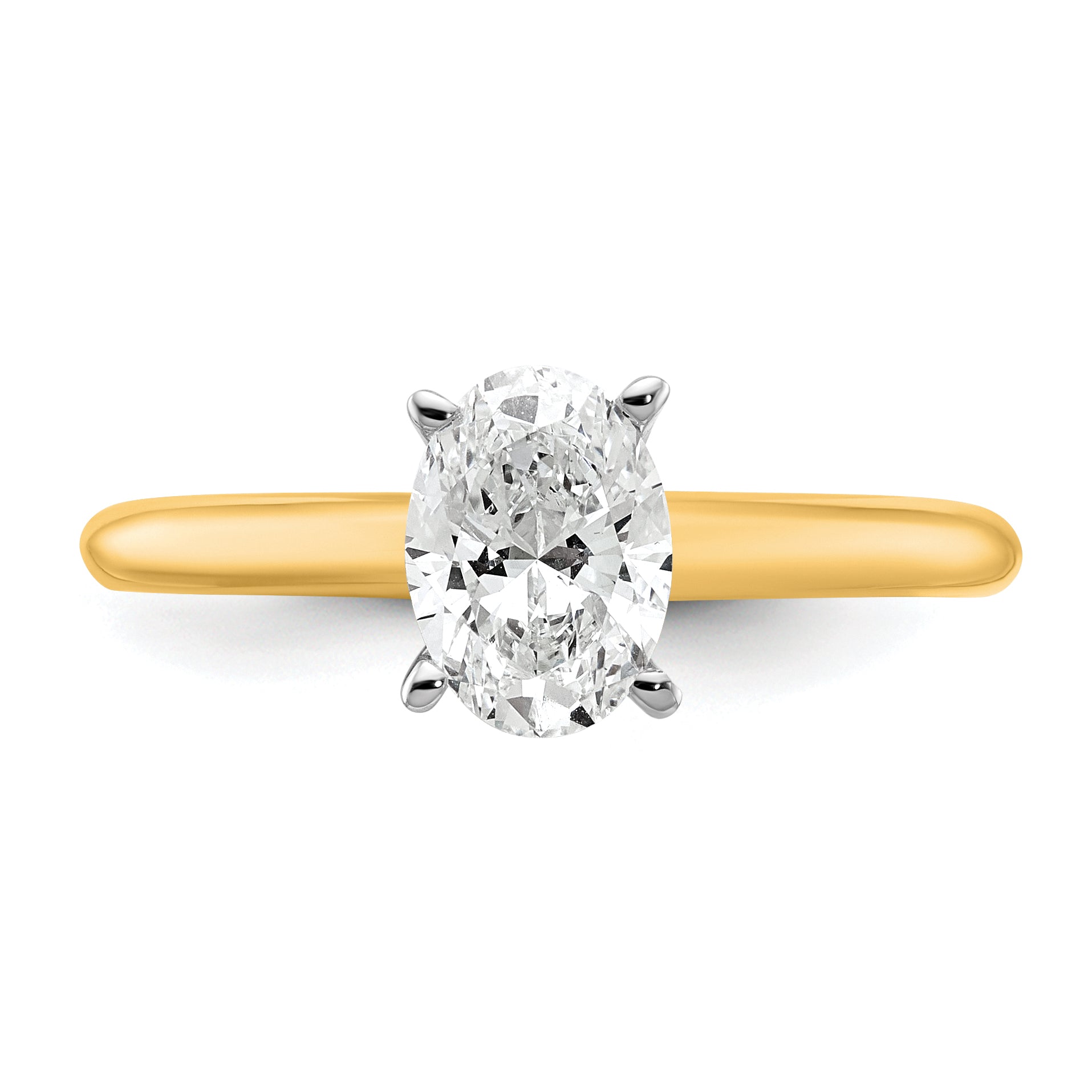 14k Two-tone 1 Ct. Certified Lab Grown Diamond VS/SI+ G+ Oval Solitare Engagement Ring