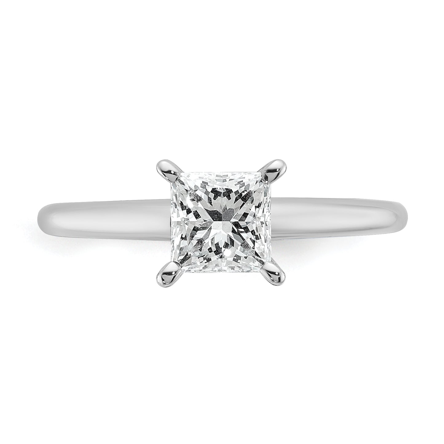 14k White Gold 1 Ct. Lab Grown Diamond VS/SI+ G+ Princess Solitare Engagement Ring