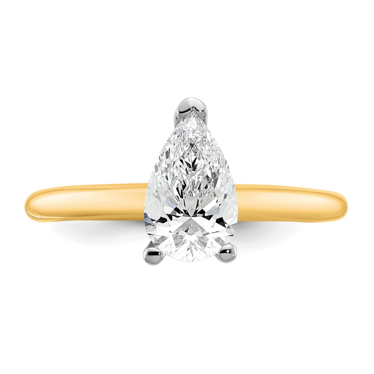 14k Two-tone 1 Ct. Certified Lab Grown Diamond VS/SI+ G+ Pear Solitare Engagement Ring