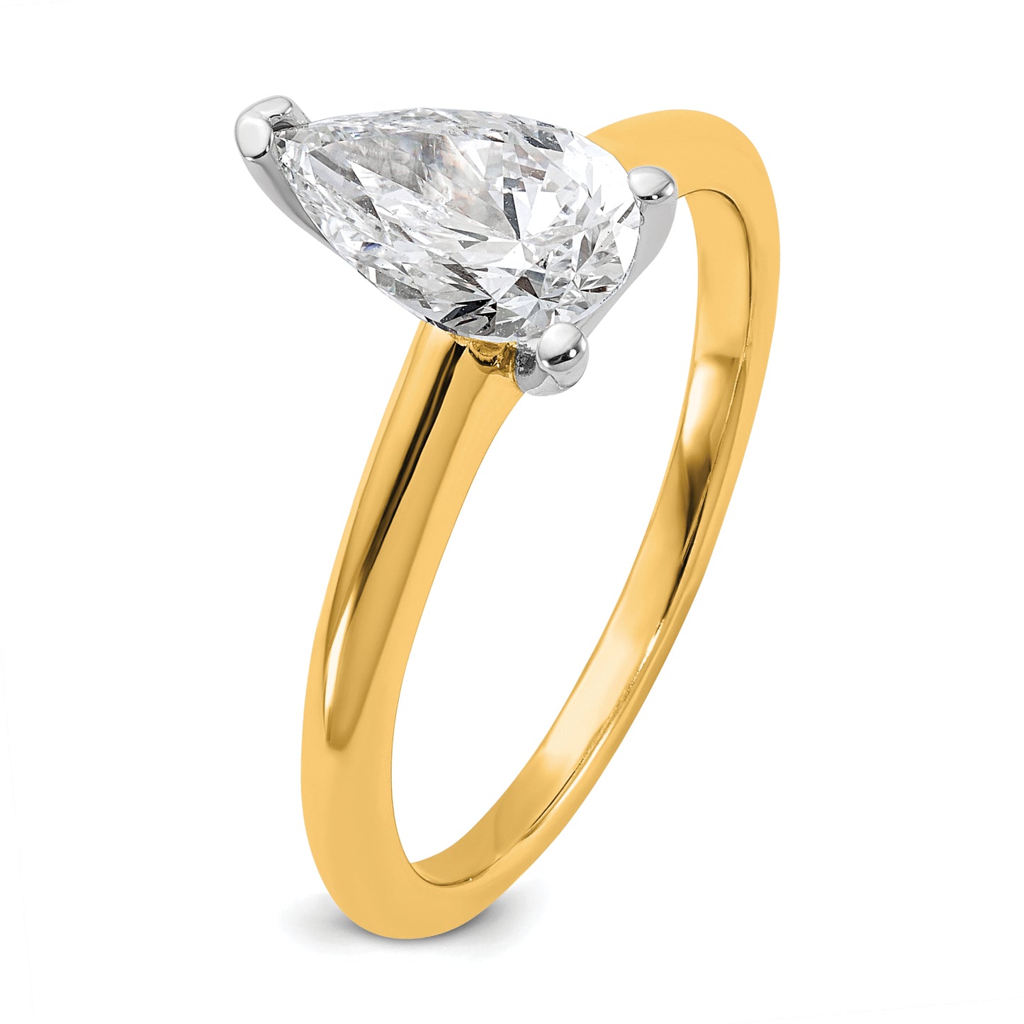 14k Two-tone 1 Ct. Certified Lab Grown Diamond VS/SI+ G+ Pear Solitare Engagement Ring