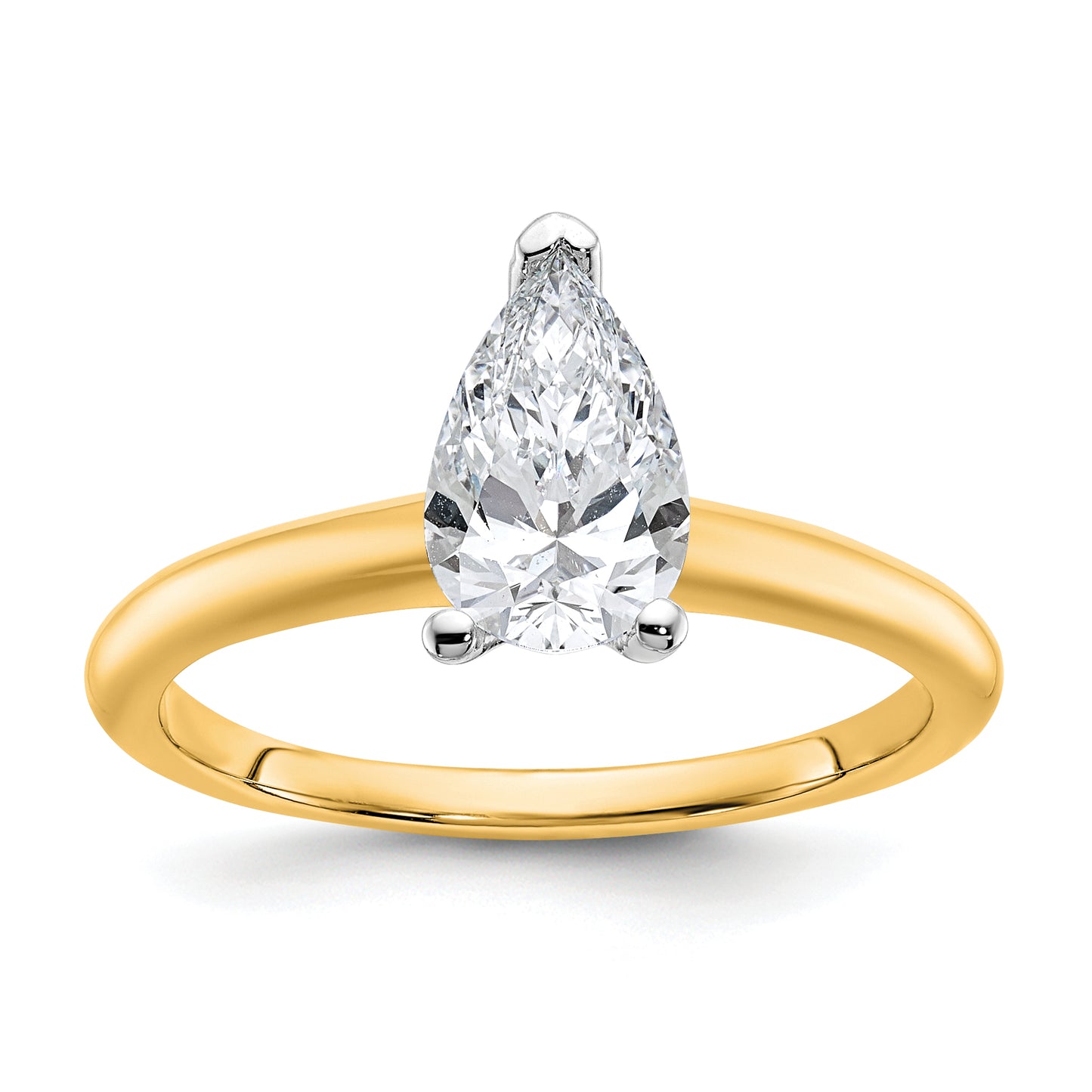 14k Two-tone 1 Ct. Certified Lab Grown Diamond VS/SI+ G+ Pear Solitare Engagement Ring