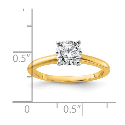 14k Two-tone 1 Ct. Certified Lab Grown Diamond VS/SI+ G+ Round Solitaire Engagement Ring