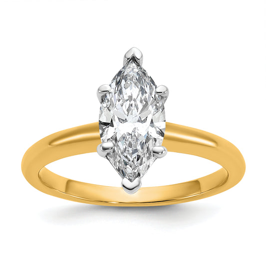 14k Two-tone 1 1/2 Ct. Certified Lab Grown Diamond VS/SI+ G+ Marquise Solitare Engagement Ring