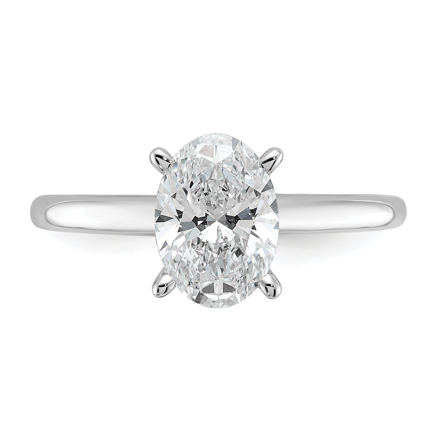 14k White Gold 1 1/2 Ct. Certified Lab Grown Diamond VS/SI+ G+ Oval Solitare Engagement Ring