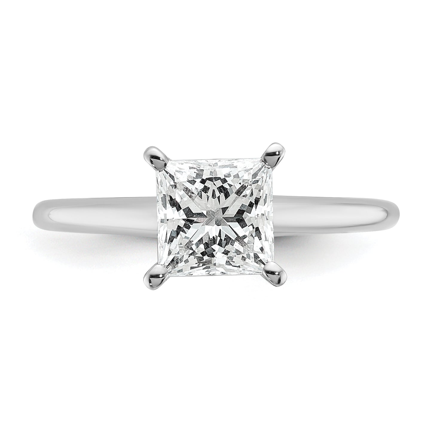 14k White Gold 1 1/2 Ct. Lab Grown Diamond VS/SI+ G+ Princess Solitare Engagement Ring