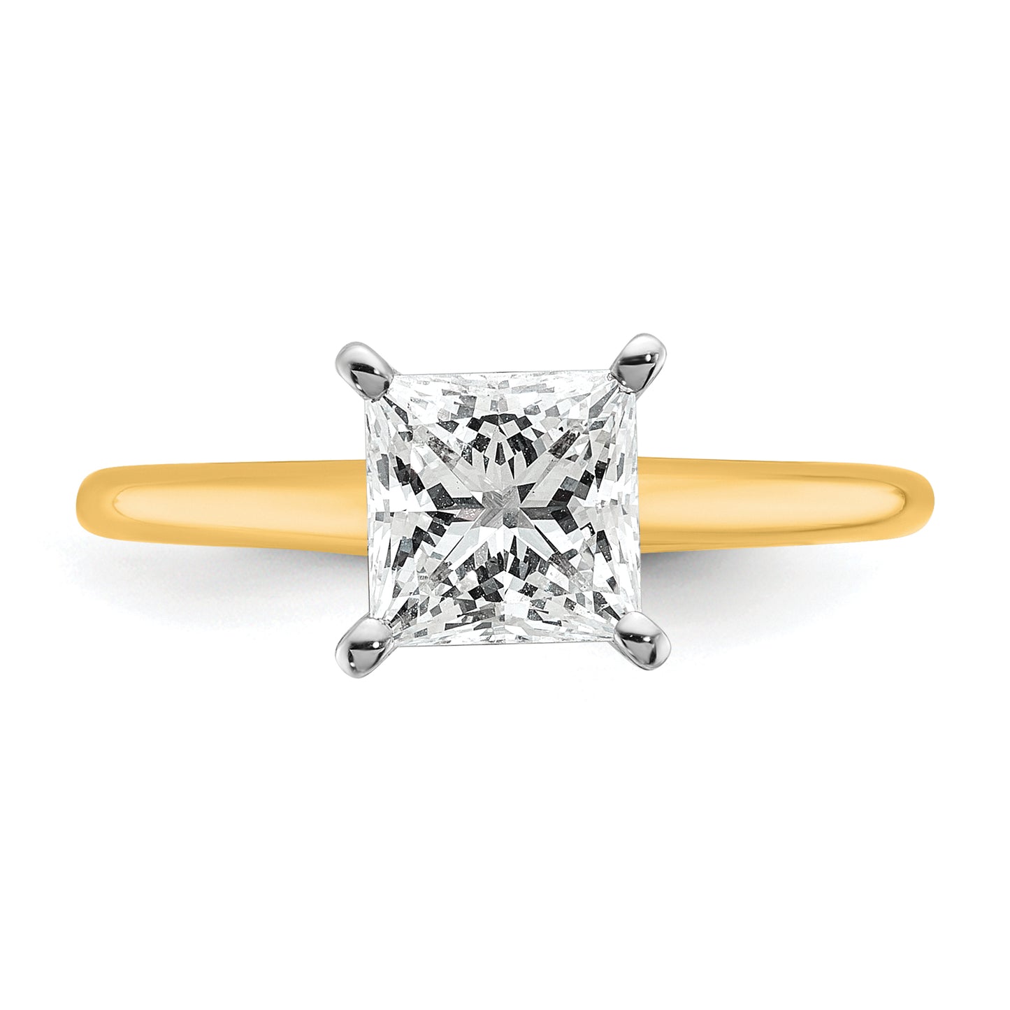 14k Two-tone 1 1/2 Ct. Lab Grown Diamond VS/SI+ G+ Princess Solitare Engagement Ring