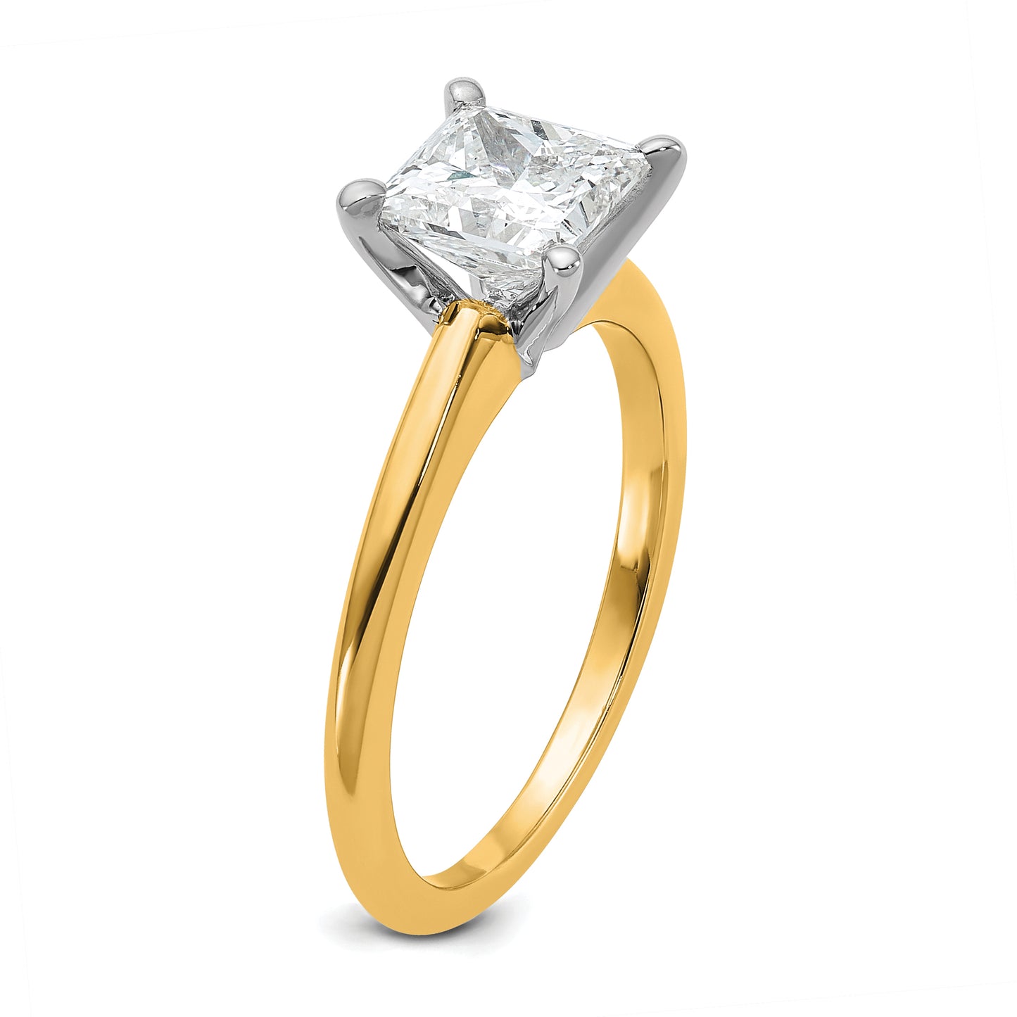 14k Two-tone 1 1/2 Ct. Certified Lab Grown Diamond VS/SI+ G+ Princess Solitare Engagement Ring