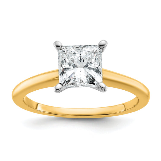 14k Two-tone 1 1/2 Ct. Certified Lab Grown Diamond VS/SI+ G+ Princess Solitare Engagement Ring