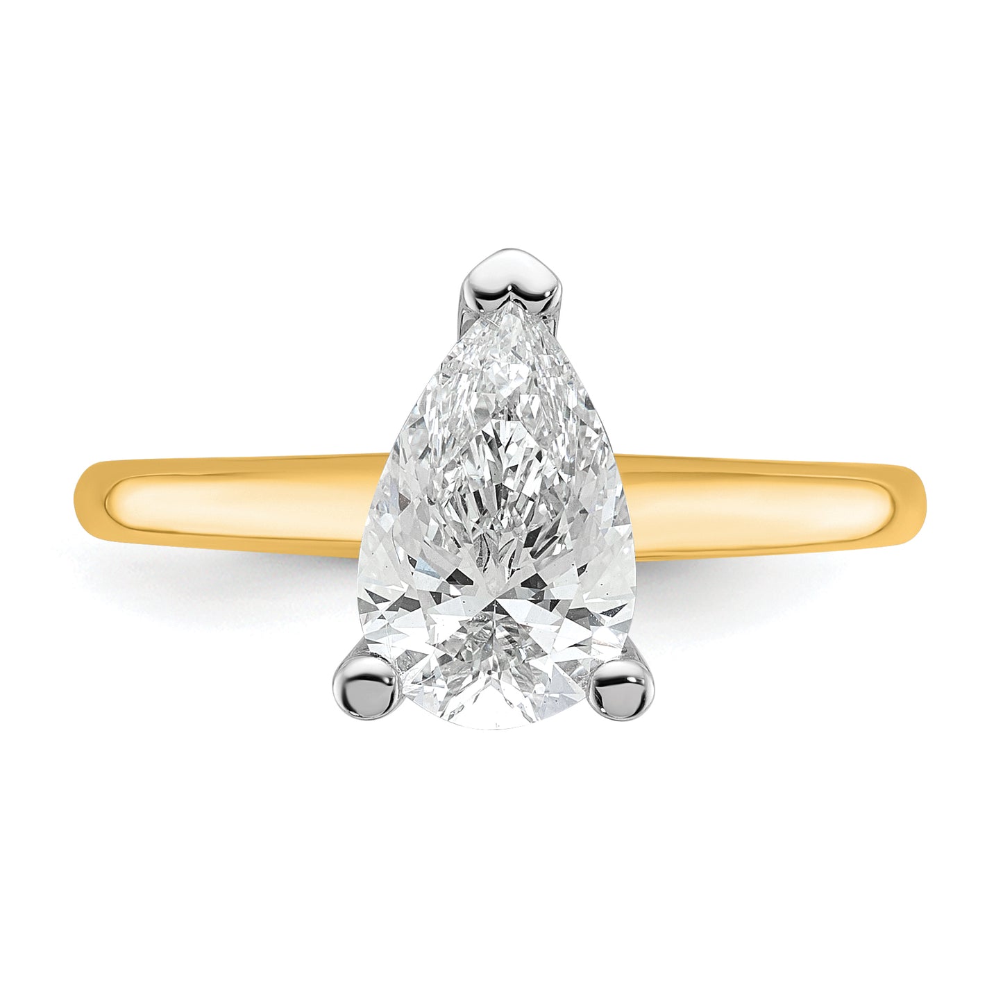 14k Two-tone 1 1/2 Ct. Certified Lab Grown Diamond VS/SI+ G+ Pear Solitare Engagement Ring