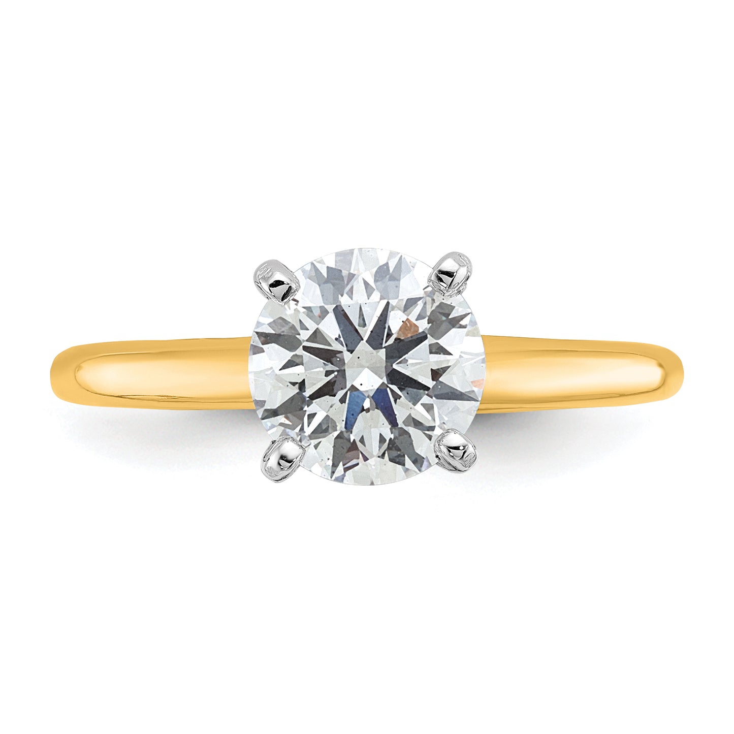 14k Two-tone 1 1/2 Ct. Lab Grown Diamond VS/SI+ G+ Round Solitaire Engagement Ring