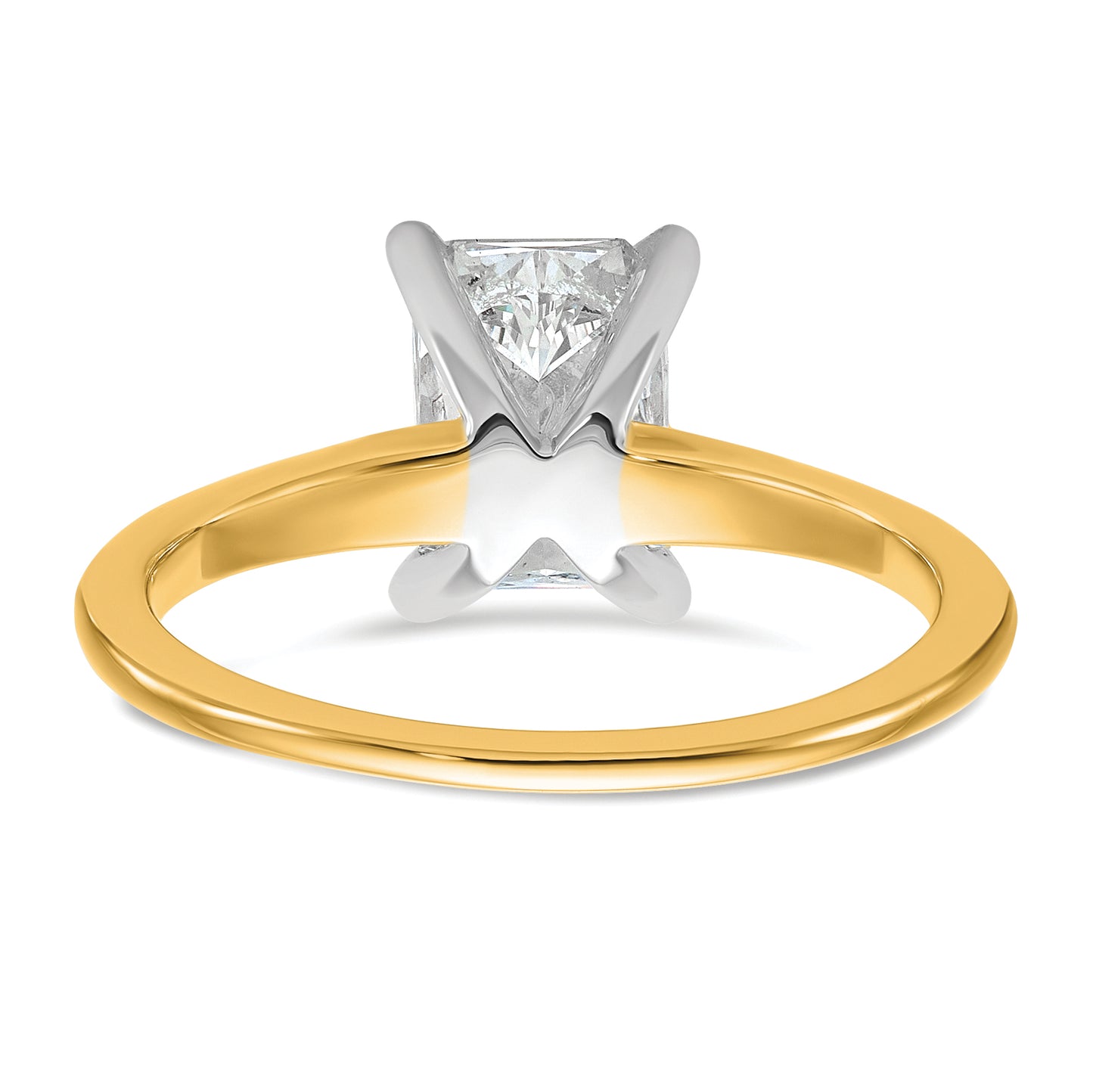 14k Two-tone 1 1/2 Ct. Lab Grown Diamond VS/SI+ G+ Radiant Solitare Engagement Ring