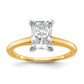 14k Two-tone 1 1/2 Ct. Certified Lab Grown Diamond VS/SI+ G+ Radiant Solitare Engagement Ring