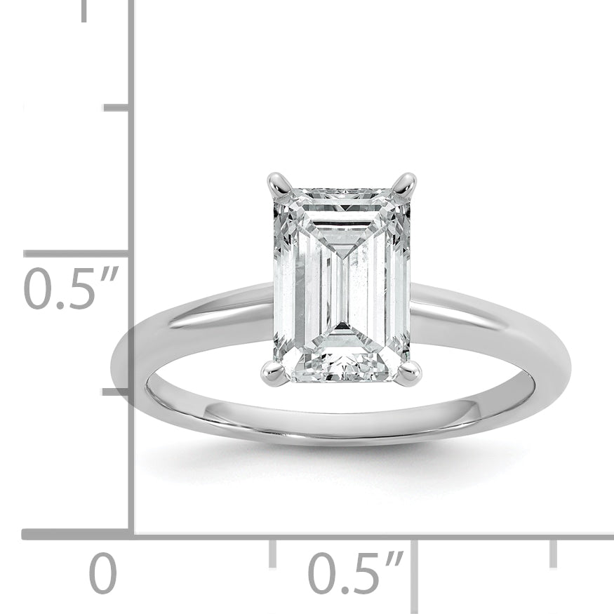 14k White Gold 2 Ct. Certified Lab Grown Diamond VS/SI+ G+ Emerald Solitare Engagement Ring