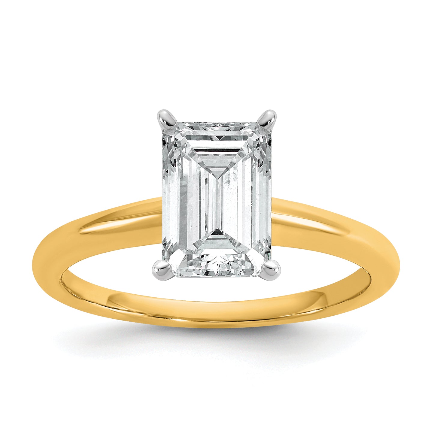 14k Two-Tone 1 3/4 Ct. Certified Lab Grown Diamond VS/SI+ G+ Emerald Solitare Engagement Ring