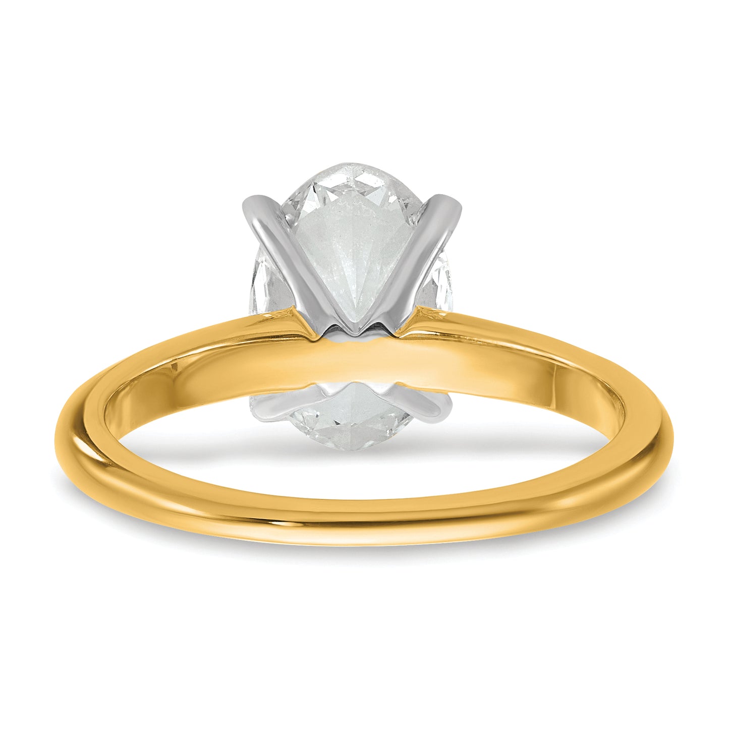 14k Two-tone 2 Ct. Certified Lab Grown Diamond VS/SI+ G+ Oval Solitare Engagement Ring