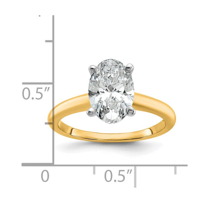 14k Two-tone 2 Ct. Lab Grown Diamond VS/SI+ G+ Oval Solitare Engagement Ring