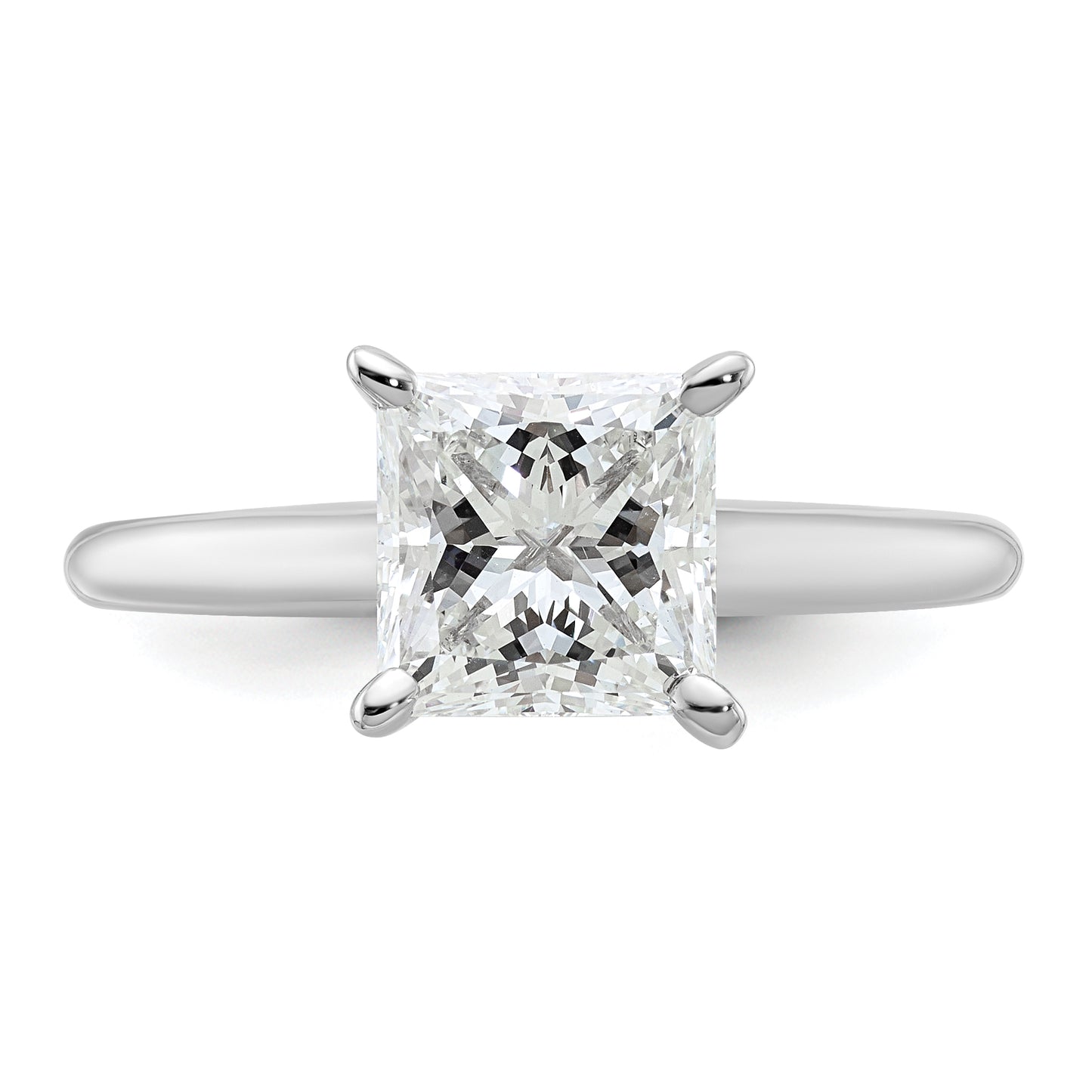 14k White Gold 2 Ct. Certified Lab Grown Diamond VS/SI+ G+ Princess Solitare Engagement Ring